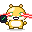 Degen, a butter hamster with laser eyes checking a stonks phone